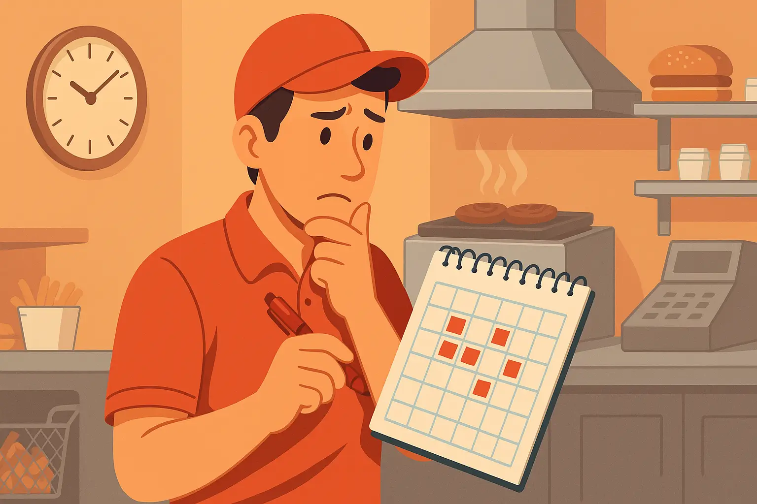 Cadre en forfait jours consultant son emploi du temps Illustration d’un cadre examinant un planning, symbolisant la question de l’autonomie réelle en forfait jours