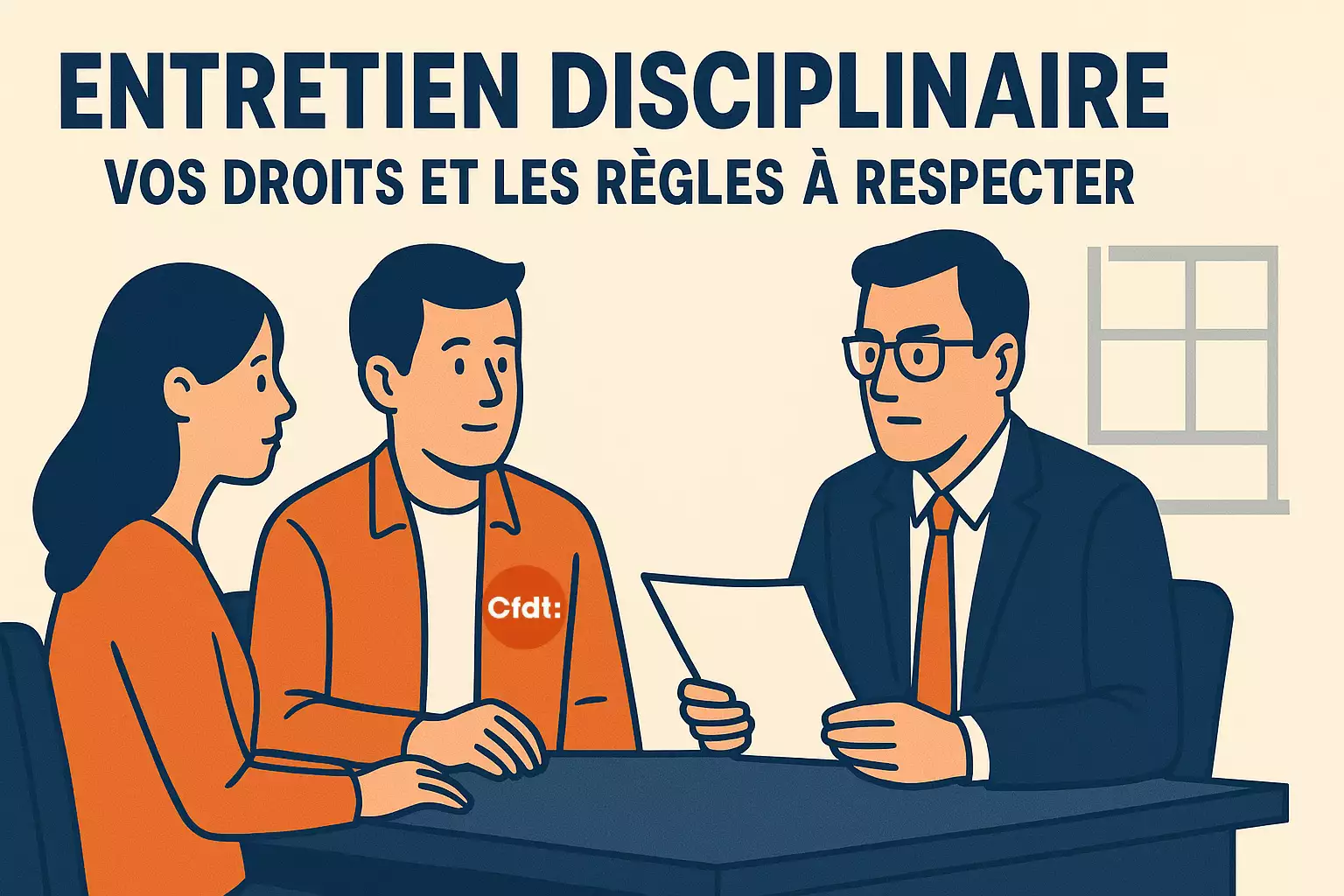 Entretien disciplinaire : Vos droits expliqués par la CFDT Brioche Dorée Salarié accompagné d’un représentant lors d’un entretien disciplinaire, illustration des droits du salarié selon la CFDT