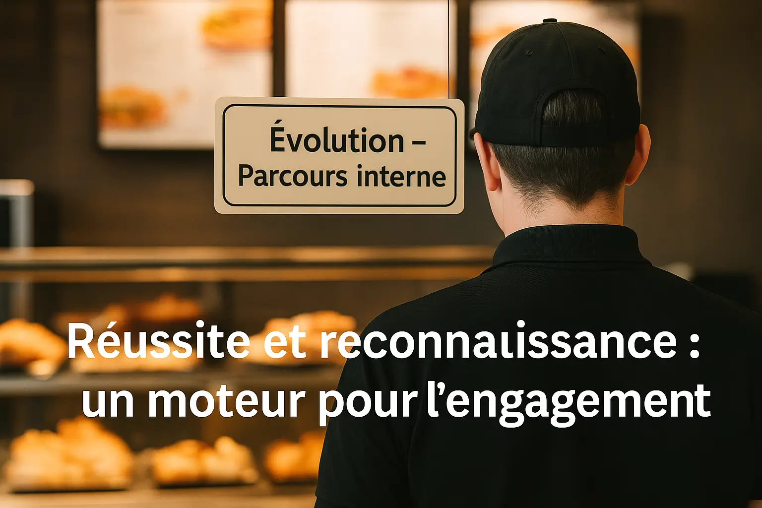 Mobilité interne : construire des parcours plutôt que des départs Un manager Brioche Dorée accompagne un salarié vers un nouveau poste, symbole de mobilité interne choisie et de progression professionnelle.