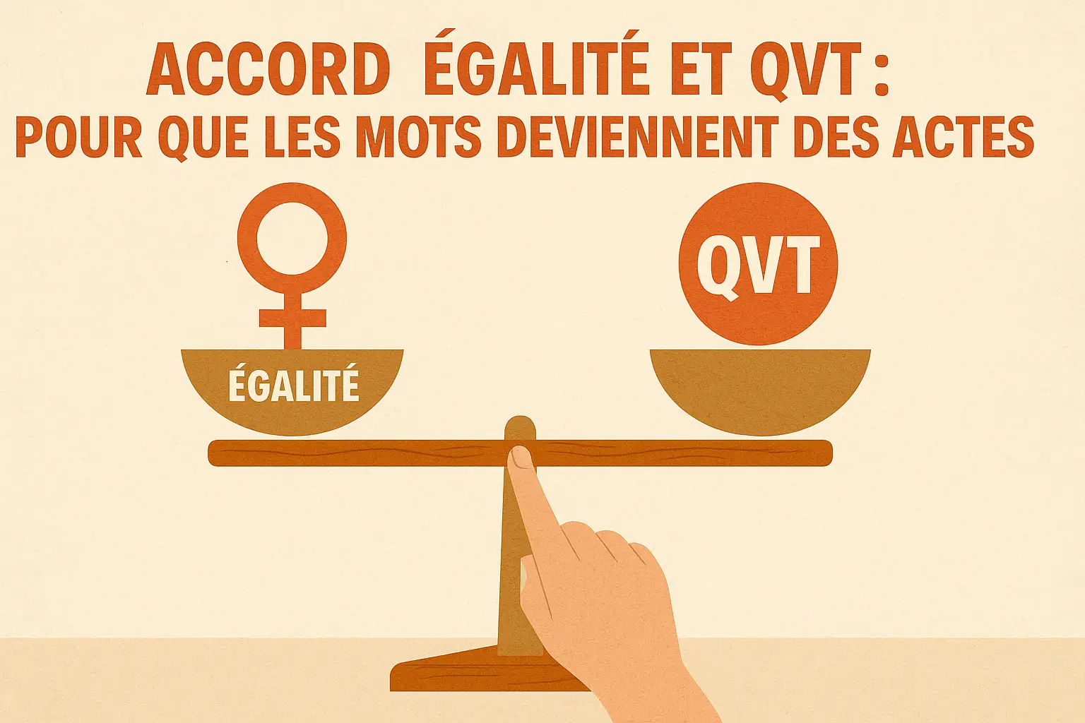 Illustration symbolisant un échange constructif entre un représentant CFDT et un manager Brioche Dorée autour de l’accord sur l’égalité et la qualité de vie au travail.