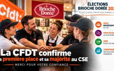 Elections Brioche Dorée 2026 : la CFDT confirme sa première place et sa majorité au CSE